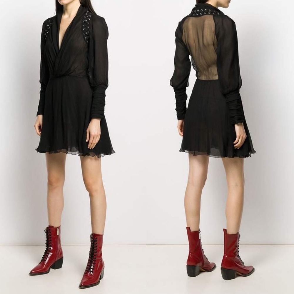 Redemption Draped V-Neck Sheer Dress